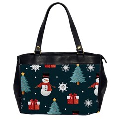 Snowmen Christmas Trees Oversize Office Handbag (2 Sides) by Ravend