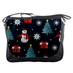 Snowmen Christmas Trees Messenger Bag by Ravend