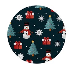 Snowmen Christmas Trees Mini Round Pill Box by Ravend