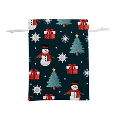 Snowmen Christmas Trees Lightweight Drawstring Pouch (s) by Ravend