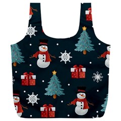 Snowmen Christmas Trees Full Print Recycle Bag (xxl)