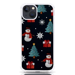 Snowmen Christmas Trees Iphone 13 Tpu Uv Print Case by Ravend