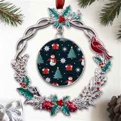 Snowmen Christmas Trees Metal X mas Wreath Holly Leaf Ornament by Ravend