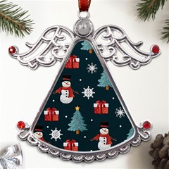 Snowmen Christmas Trees Metal Angel With Crystal Ornament by Ravend