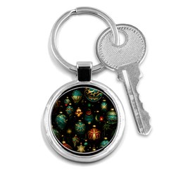 Christmas Ornaments Pattern Key Chain (round) by Ravend