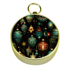 Christmas Ornaments Pattern Gold Compasses by Ravend