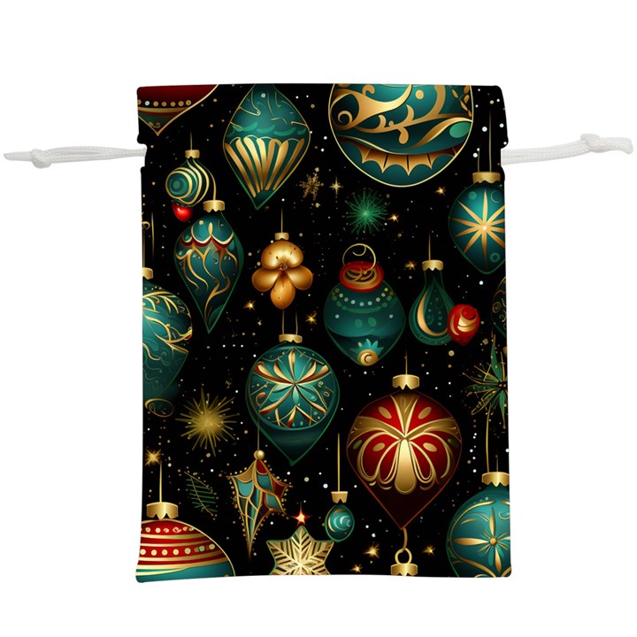 Christmas Ornaments Pattern Lightweight Drawstring Pouch (XL)