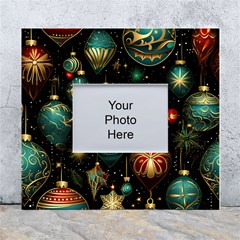 Christmas Ornaments Pattern White Wall Photo Frame 5  X 7  by Ravend