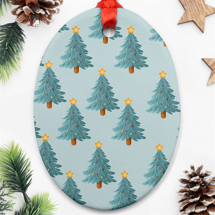 Christmas Trees Time Oval Ornament (Two Sides)