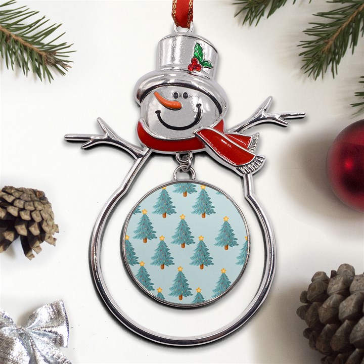 Christmas Trees Time Metal Snowman Ornament