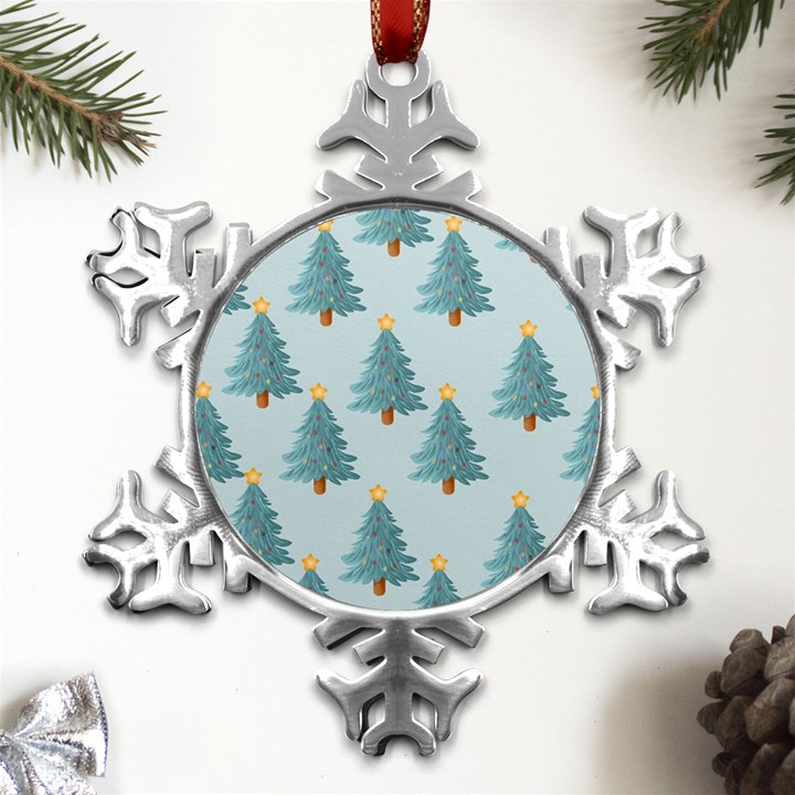 Christmas Trees Time Metal Small Snowflake Ornament