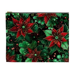 Flower Floral Pattern Christmas Cosmetic Bag (xl)