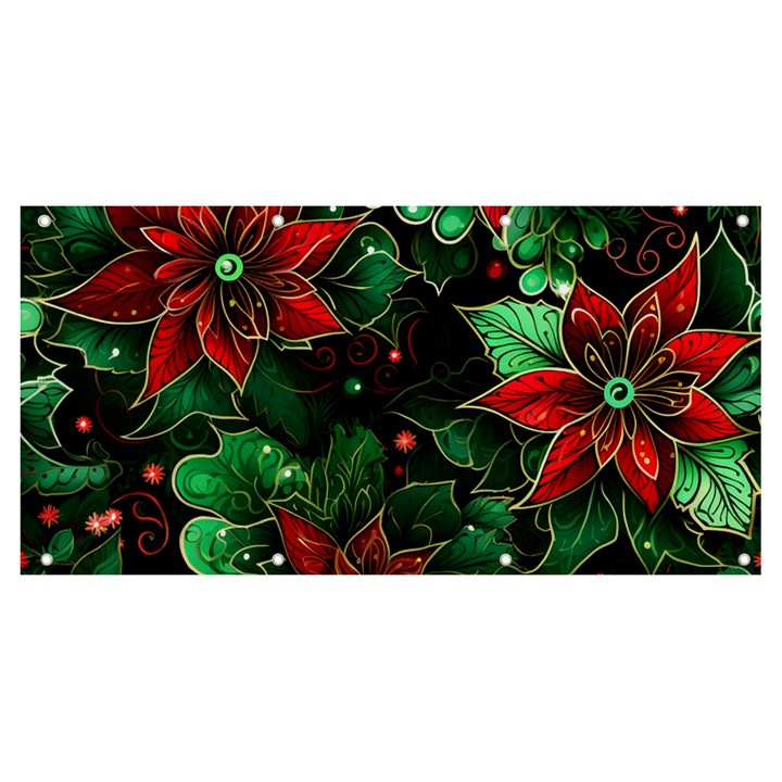 Flower Floral Pattern Christmas Banner and Sign 8  x 4 