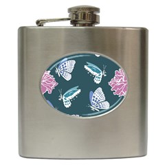 Butterfly Pattern Dead Death Rose Hip Flask (6 Oz) by Ravend