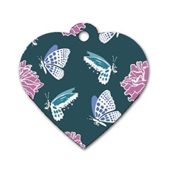 Butterfly Pattern Dead Death Rose Dog Tag Heart (two Sides) by Ravend