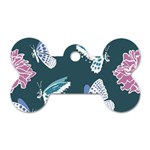 Butterfly Pattern Dead Death Rose Dog Tag Bone (Two Sides) Front