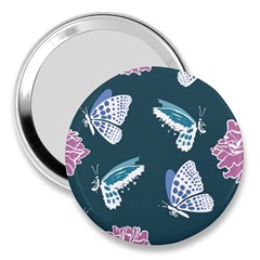 Butterfly Pattern Dead Death Rose 3  Handbag Mirrors by Ravend