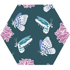 Butterfly Pattern Dead Death Rose Wooden Puzzle Hexagon by Ravend