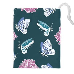 Butterfly Pattern Dead Death Rose Drawstring Pouch (4xl) by Ravend