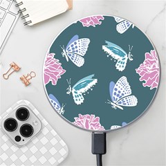 Butterfly Pattern Dead Death Rose Wireless Fast Charger(white) by Ravend