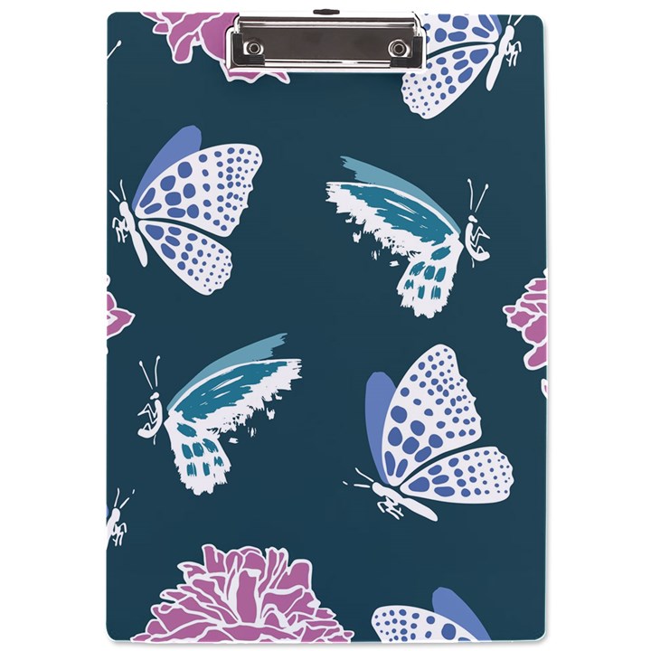 Butterfly Pattern Dead Death Rose A4 Acrylic Clipboard