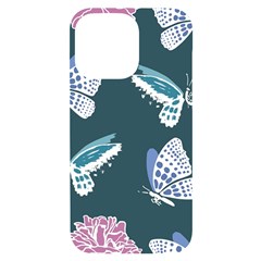 Butterfly Pattern Dead Death Rose Iphone 14 Pro Max Black Uv Print Case by Ravend