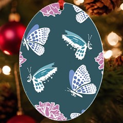 Butterfly Pattern Dead Death Rose Uv Print Acrylic Ornament Oval by Ravend