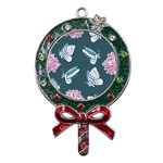 Butterfly Pattern Dead Death Rose Metal X Mas Lollipop with Crystal Ornament Front