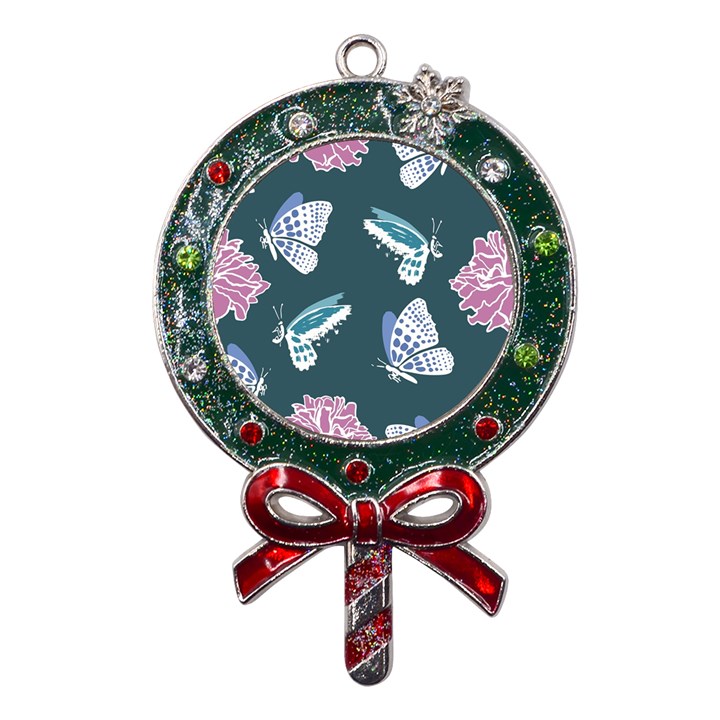 Butterfly Pattern Dead Death Rose Metal X Mas Lollipop with Crystal Ornament