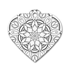 Mandala Drawing Dyes Page Dog Tag Heart (one Side)