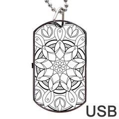 Mandala Drawing Dyes Page Dog Tag Usb Flash (one Side) by Ravend