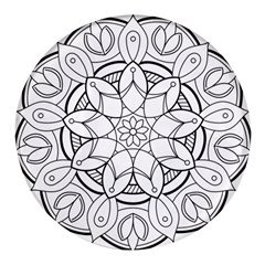 Mandala Drawing Dyes Page Round Glass Fridge Magnet (4 Pack) by Ravend