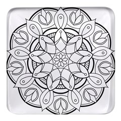 Mandala Drawing Dyes Page Square Glass Fridge Magnet (4 Pack) by Ravend