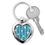 Gardenia Flowers White Blue Key Chain (Heart) Front