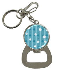 Gardenia Flowers White Blue Bottle Opener Key Chain