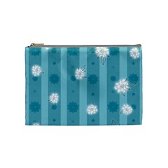 Gardenia Flowers White Blue Cosmetic Bag (medium) by Ravend