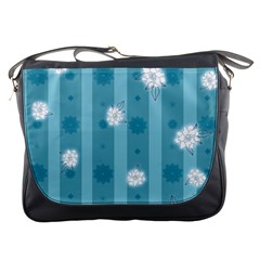 Gardenia Flowers White Blue Messenger Bag by Ravend