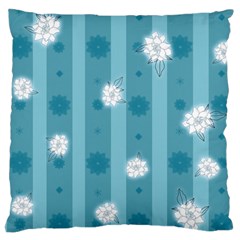 Gardenia Flowers White Blue Large Cushion Case (two Sides) by Ravend