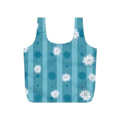 Gardenia Flowers White Blue Full Print Recycle Bag (s) by Ravend