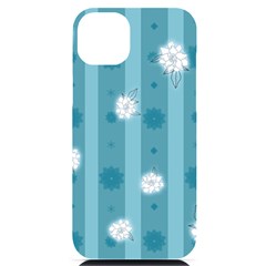 Gardenia Flowers White Blue Iphone 14 Plus Black Uv Print Case by Ravend