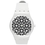 Mosaic Floral Repeat Pattern Round Plastic Sport Watch (M) Front