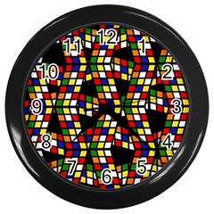 Graphic Pattern Rubiks Cube Cubes Wall Clock (black) by Ravend