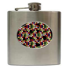 Graphic Pattern Rubiks Cube Cubes Hip Flask (6 Oz) by Ravend