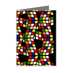 Graphic Pattern Rubiks Cube Cubes Mini Greeting Card by Ravend