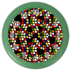 Graphic Pattern Rubiks Cube Cubes Color Wall Clock by Ravend