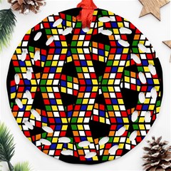 Graphic Pattern Rubiks Cube Cubes Ornament (round Filigree) by Ravend