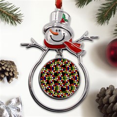 Graphic Pattern Rubiks Cube Cubes Metal Snowman Ornament by Ravend