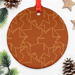 Autumn Leaves Repeat Pattern Round Ornament (two Sides) by Ravend