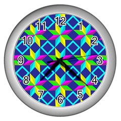 Pattern Star Abstract Background Wall Clock (silver) by Ravend