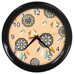 Dreamcatcher Pattern Pen Background Wall Clock (black) by Ravend